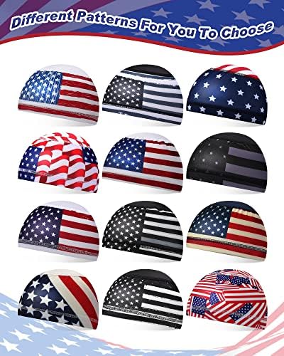 HandEPO 12 PCs American Bandeira Americana Tampa de Chaveira Suria Swost Wicking Capaceleiro Running Hat Hat Motorcycle Feanie