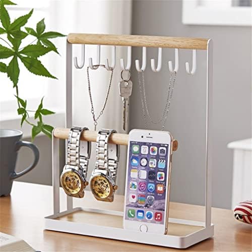 Doubao Wooden Jewelry Organizer Rack com ganchos Brincos pendurados de prateleira de colares acessórios de armazenamento