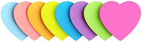 Forma de coração notas pegajosas 8 cor brilhante colorida bloce 75 lençóis/almofadas de notas auto-times