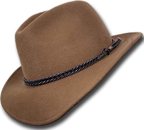 Oztrala Outback Fedora Australiano Lã Felt Hat HW02 Mulheres Crianças Banda de couro Cowboy Western US Western US