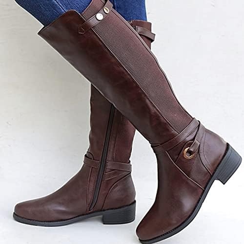 Botas altas do joelho sinzelimin para mulheres sobre as botas de joelho sapatos de salto baixo grossa