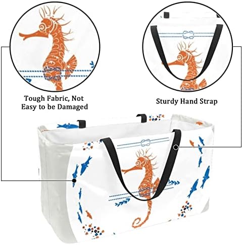 Sacos de supermercado reutilizáveis ​​de ratgdn desenho animado marinho água -viva dobrável lavável lavance de armazenamento cesto