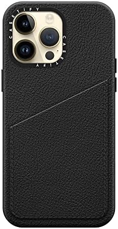 Casetify iPhone 14 Pro Max Leather Card Case [Int. Tamanho padrão do bolso ID -1] - Jet Black