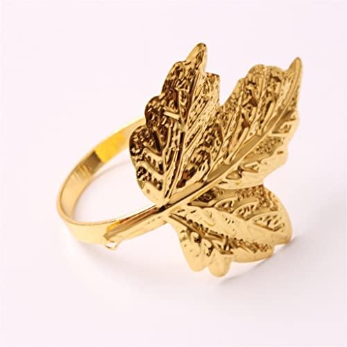 Xjjzs 12pcs ouro banhado com folha de folha de folha de flecha de flecha de folha de flecha de banquete anéis de guardanapo de decoração de tabela anéis