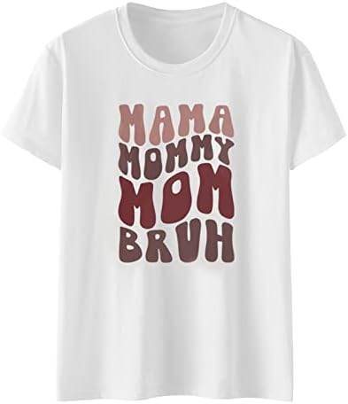 Mãe Casual Mãe Casual Impressão Mama Camista Camisa de Manga Curta Camisa de Crewneck Blusa LOUPA DIÁRIO TOPS DIÁRIO