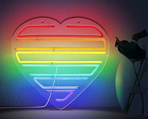 Arco -íris sinais coloridos de néon para decoração de parede, bandeira de orgulho usbonomizável Luz de neon liderada por orgulho USB para a festa LGBT LGBTQ, casa, quarto, crianças ou meninas decoração de quarto
