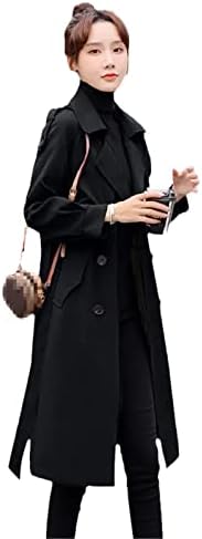 Hsqibaoer Mulheres Midi Trench Coat Spring Autumn Solid High Windbreaker estilo coreano PLUS TAMANHO DO ESCRITÓRIO JACETAS DE LADA