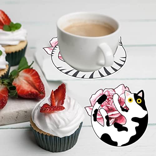 8pcs Coasters de gato fofos Kawaii Coasters para bebidas Tabel de café Cat Coasters Coasters Presentes de gato fofos para amores