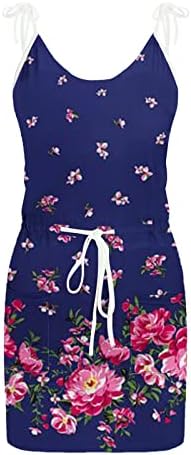 Vestido de verão para mulheres 2023 Trendy listrado em vistos de espaguete de espaghetti praia vestido floral sem mangas