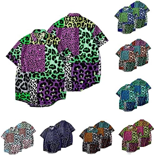 2023 Novos camisetas impressas em leopardo impresso masculas de manga curta de manga curta