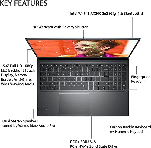 Dell 2022 Laptop Dell 2022 Inspiron 5515, tela sensível ao toque de 15,6 LED Full HD, AMD Ryzen 5 5500U, RAM de