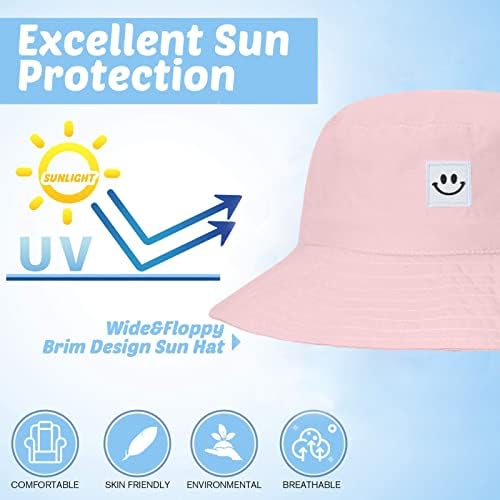 Ajg chapéus de balde de bebê sorriso de rosto de proteção solar chapéu de algodão solar crianças de verão no verão ao ar livre, boné