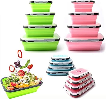 lancheira 4pcs cozinha silicone lanchoness colapsível tigela portátil contêiner de armazenamento de alimentos ecologicamente