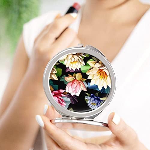 Fantastic Lotus Flower Compact Mirror Pocket Travel espelho de maquiagem Pequeno espelho portátil portátil portátil