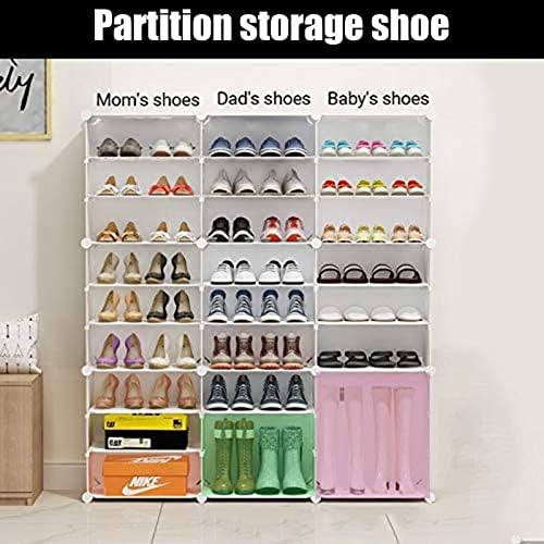 Armários de armazenamento de calçados DIY LJXIIOO, caixas de sapatos de plástico transparente, com portas que os organizadores de prateleira de economia de espaço grátis, saltos, botas, chinelos, 72Pairs