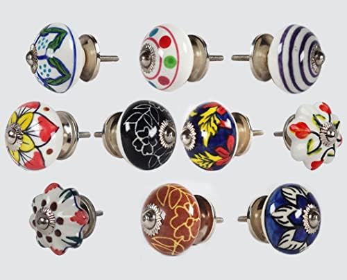 Novelika botões de cerâmica de cerâmica gaveta de armadilhas Pull Knobs Conjunto de 10