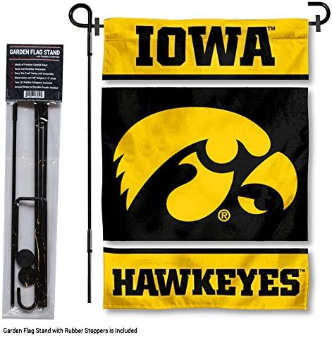 Iowa Hawkeyes Bandeira do jardim com suporte