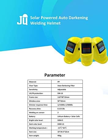 MJCDHMJ Soldagem, soldagem da máscara de soldagem de soldagem automática de escurecimento ajustável solar máscara de soldagem de arco amarelo