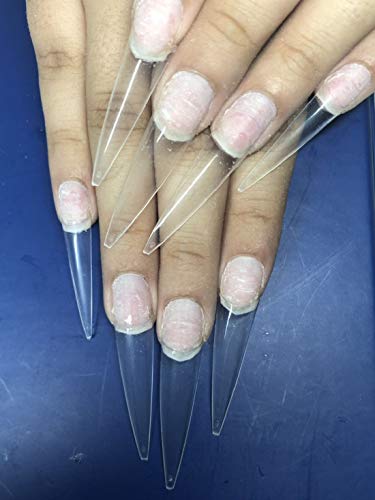 Yimart 500pcs acrílico médio longa dicas de unhas de estilete eas fáceis de caixão nítido dicas de arte de unhas falsas para o salão de unhas com caixa