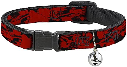 Cat Collar Breakaway Splatter preto vermelho 8 a 12 polegadas 0,5 polegadas de largura