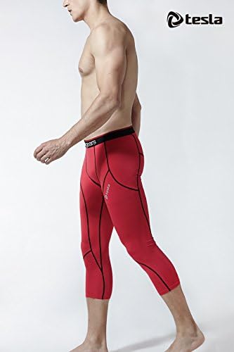 Calças de compressão 3/4 de TSLA Men, calças justas de exercícios, leggings atléticos de capri seco, camada de base de ginástica