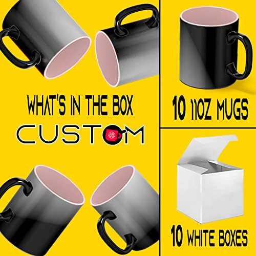 Caneca de café cerâmica personalizada com uma capacidade de revolução de cores - capacidade de 11 oz, pacote a granel personalizado de 10 com caixas brancas individuais para bebidas quentes e frias