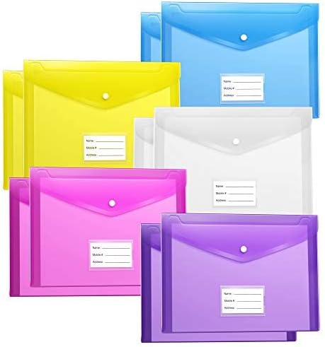 10 envelopes plásticos de embalagem com encerramento do encaixe Fabnuts Clear Document Plastic File File Tamanho da