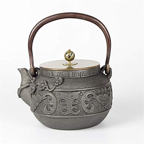 Chaleira de chá de ferro panela de ferro forjado velhinho panela de ferro artesanal de chá de chá sem revestimento, pibm, ferro, 1300 ml