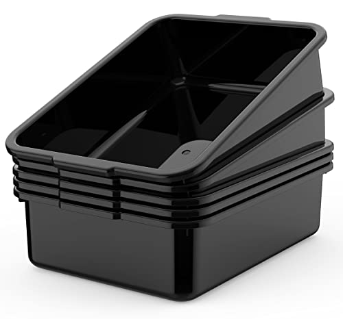 Caixa de banheiras de barramento comercial de 5 pacote/caixa de toute, armazenamento de plástico preto com alças, banheira