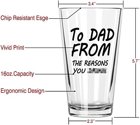 Design da AGM, para o pai pelas razões pelas quais você bebe copo de cerveja, glass de cerveja engraçada com cerveja 16oz, novo papai copo, copo de cerveja para o melhor pai de todos os tempos, presente para papai para o dia dos pais do aniversário