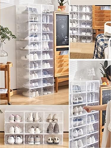 YLYYDS 12 peças de caixa de sapatos conjunto de armazenamento dobrável Caixa de guarda -roupa transparente empilhada