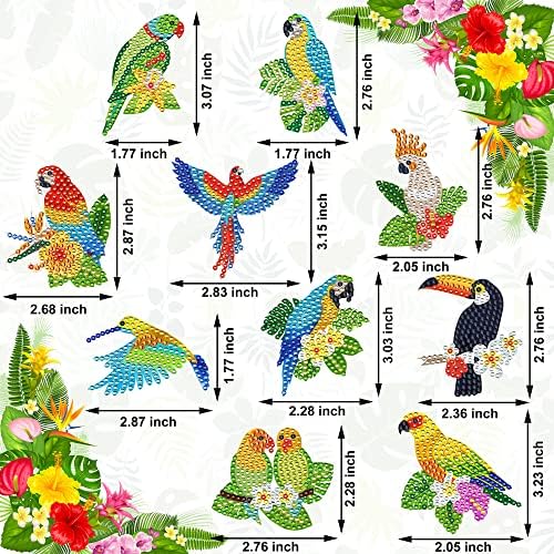 Augureen 10 PCs Aves tropicais Pintura de diamante Pintura de diamantes Papagaios havaianos Papagaios de diamante