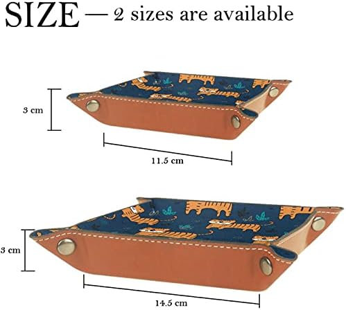 Blue Doodle Tiger Padrão Prático Microfibra Couro Bandeja de Bandejas de Mesa Bandeja Caddy Organizador de Armazenamento