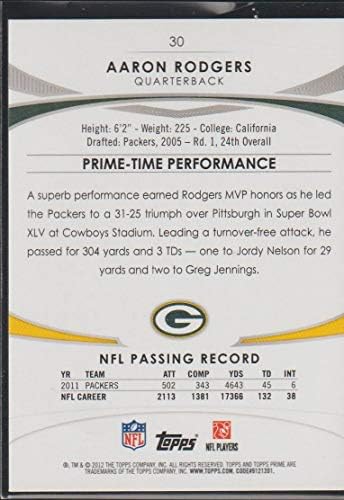 Aaron Rodgers 2012 Topps Prime - [base] 30