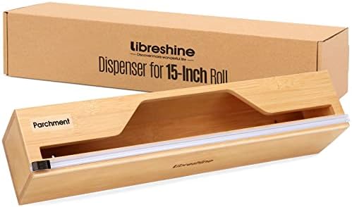 Libreshine Long Foil e Organizador de plástico com cortador, suporte para rolo de papel manteiga de 15 polegadas, dispensador