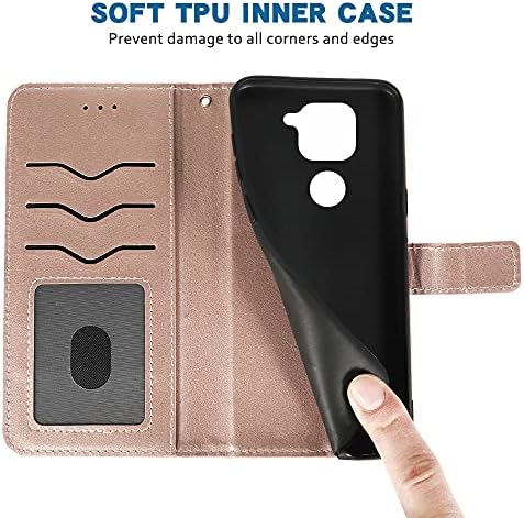 FDCWTSH Compatível com Xiaomi Redmi Nota 9 Caso da carteira pulseira Strap cordão de couro lasca flip tound stand