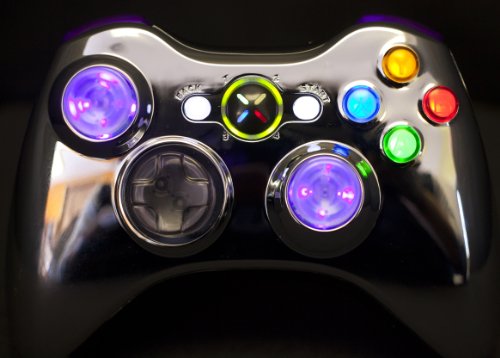 Chrome Blue LED Xbox 360 Modded Controller Cod Ghosts, Black Ops 2, MW2, MW3, Mod Gamepad