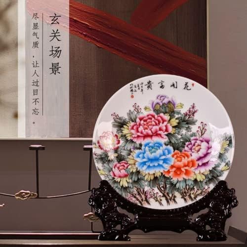 20cm Jingdezhen Ceramic Decoration Plate Plate Rico de Flor Placa Nova Decoração da sala de estar chinesa