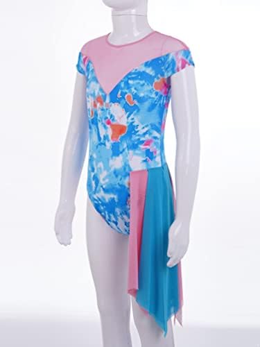 Hulija Kids Girls One Piece Dancing Gymnastic Leotard Tie Tye Dye Tie Print Side Skining Dancewear