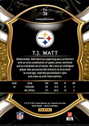 2020 Panini Selecione #38 T.J. Watt Pittsburgh Steelers Concurso Oficial NFL Futebol Card em condição bruta