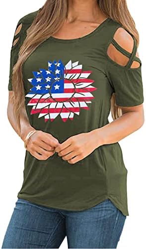 Camisas patrióticas para mulheres bandeira dos EUA T-shirts Casual Tops de verão camisetas de manga curta