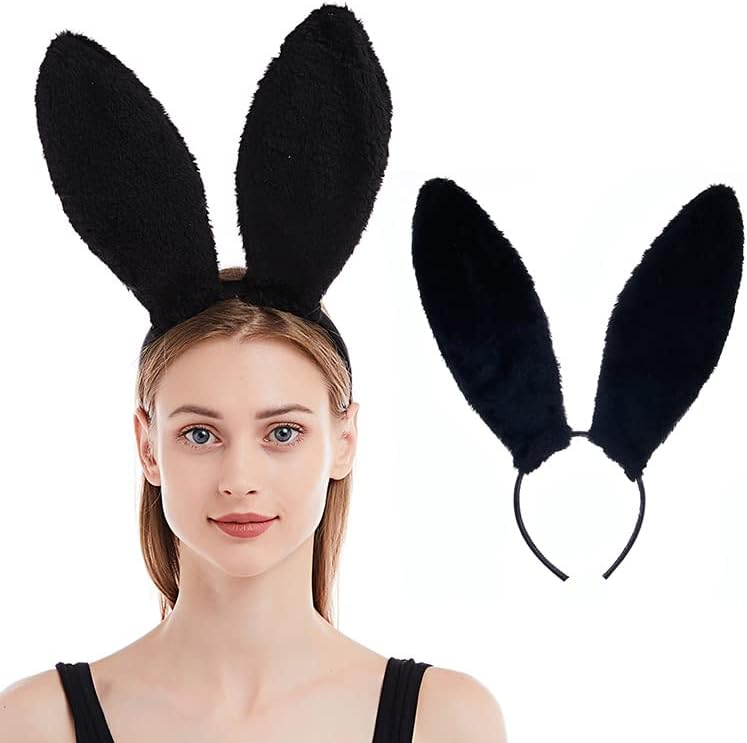 Aceorna Black Rabbit Ears Bandas para a cabeça Bunny Orelhas de cabelo Hair Hair Hair Bands Palyboy Hairbands Cosplay