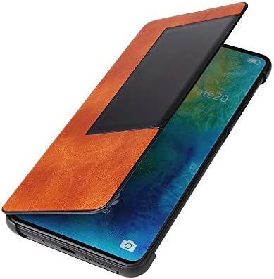 Cobertura completa Fierre Shann Crazy Horse Texture Texture Flip PU Caso de couro para Huawei Mate 20 Pro, com a Window Smart