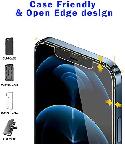 Protetor de tela Esparta compatível com iPhone 12 Pro Max [6,7 polegadas] Vidro temperado com base em casos [3 pacote]