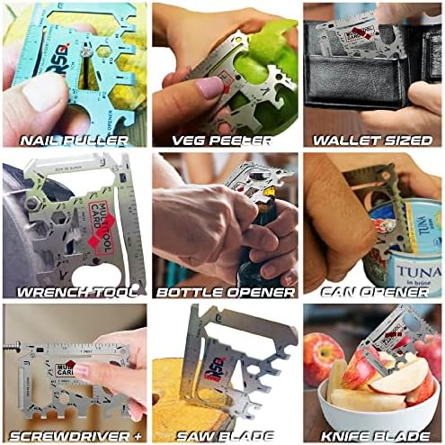 Pacote de ferramentas de cartão multiuso pretas [2-tools-in-1-pack] + carteira de carteira prateada [1-tool-in-1-pack]