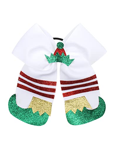 Christmas Cheer Bow Red Green White Christmas Hair Bowknot Christmas Ponytail Holder Bow Bhc05