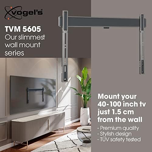 TVM 5605 de Vogel Suporte de parede de TV extremamente plano para TVs de 40 a 100 polegadas, máx. 220 libras, suporte de TV máx. VESA 600X400, universalmente compatível, distância da parede apenas 0,59 polegadas