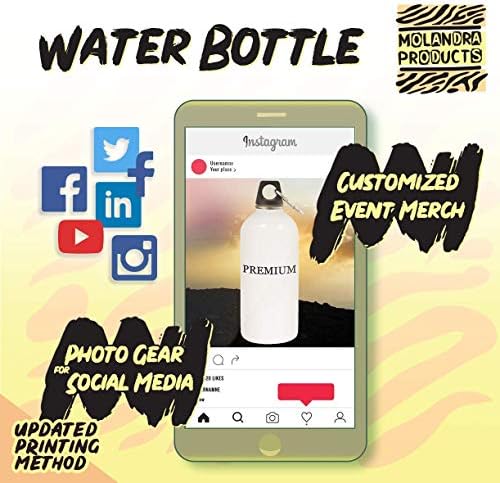 Molandra Products Emesis - 20oz Hashtag Bottle de água branca de aço inoxidável com moçante, branco