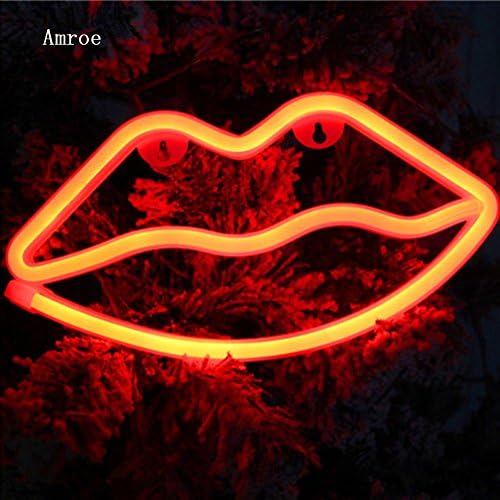 LED Night Light Neon Tubo Lâmpada de parede Plugue USB na bateria Power Sleep Bursery Light para bebê menina quente Red Lip Bar Bom