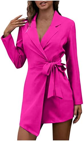 Mini vestidos nokmopo para mulheres trabalhos de moda de moda Office Casual Cardigã frontal aberto Jaquetas de manga comprida vestido